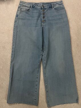a.n.a Light Blue Wide-Leg High-Rise Button-Fly Jeans